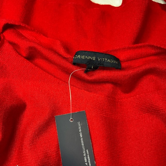 Adrienne Vittadini Red Crewneck Sweater with Cheers Design - Picture 4 of 4